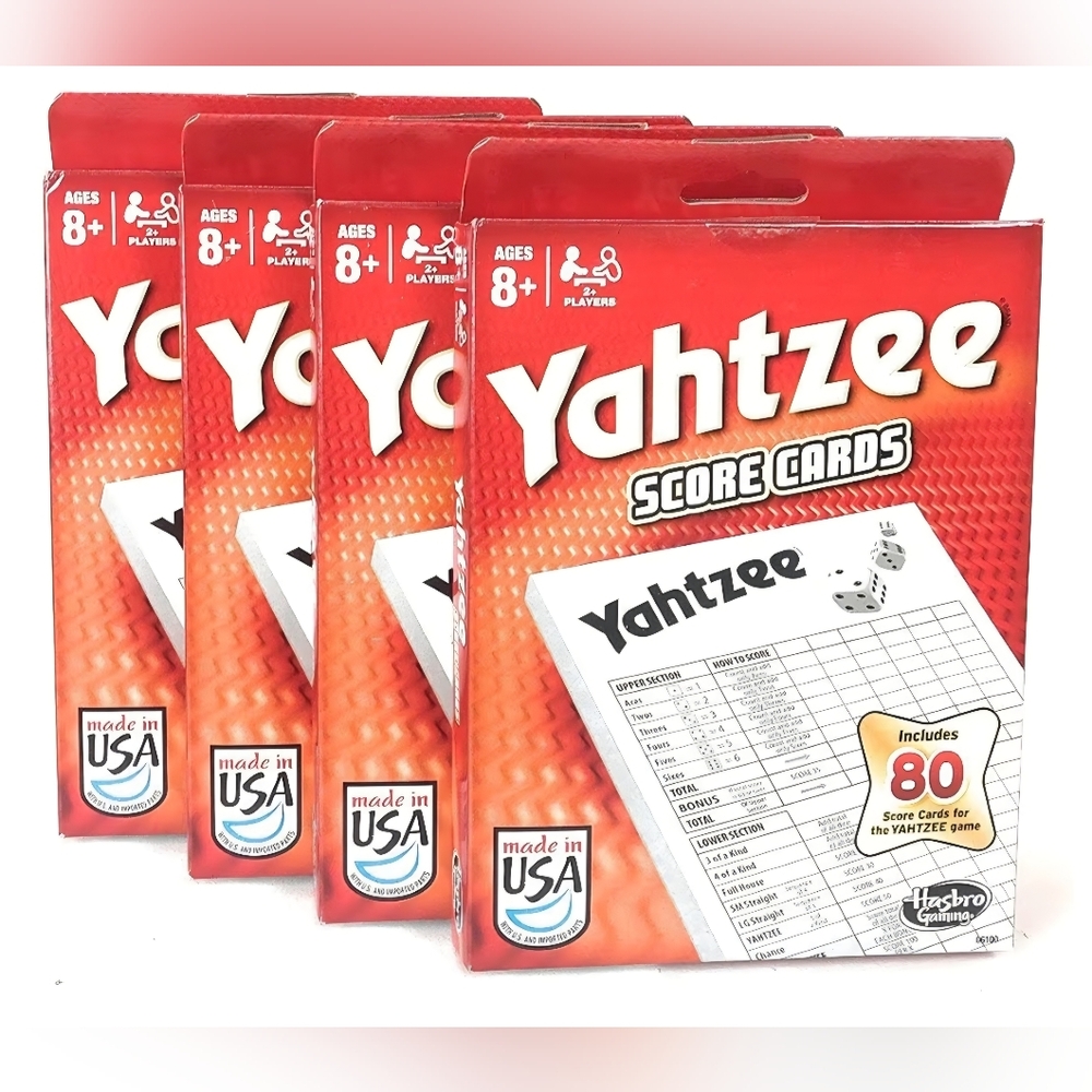 Hasbro Yahtzee Score Cards Pack - Red and Orange 4 Packs Of 80 Score Sheets